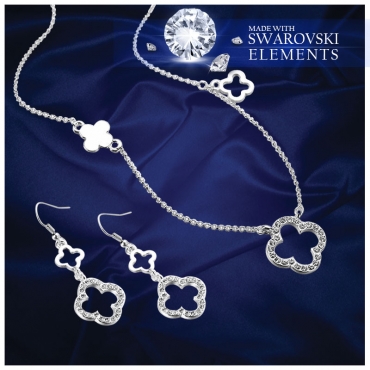 Parure Multi-Trèfles Collier et BO Swarovski elements Parure Multi-Trèfles Collier et BO Swarovski elements