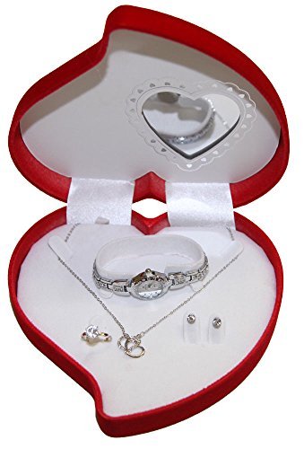 Coffret Cadeaux Coeur Miroir Femme Montre+Bague+Boucle d'oreilles Strass+Collier Pierre-cedric Coffret Cadeaux Coeur Miroir Femme Montre+Bague+Boucle d'oreilles Strass+Collier Pierre-cedric