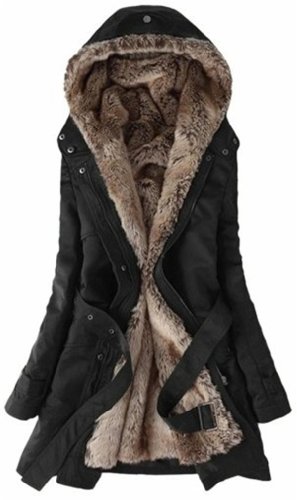 manteau femme a la mode noir parka a capuche femme fourrure hiver chaud Etiquette XL manteau femme a la mode noir parka a capuche femme fourrure hiver chaud Etiquette XL
