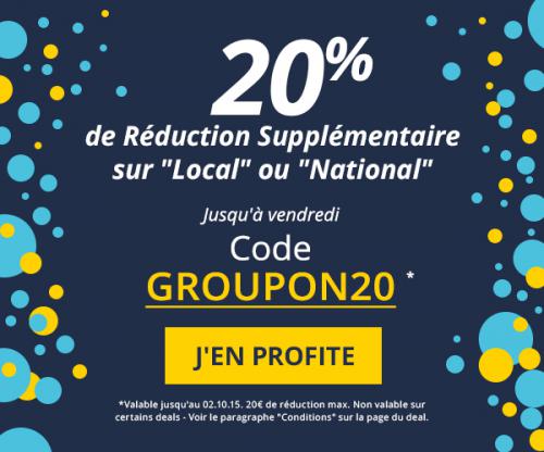 20% de Remise Supplémentaire sur les Deals National ou Local