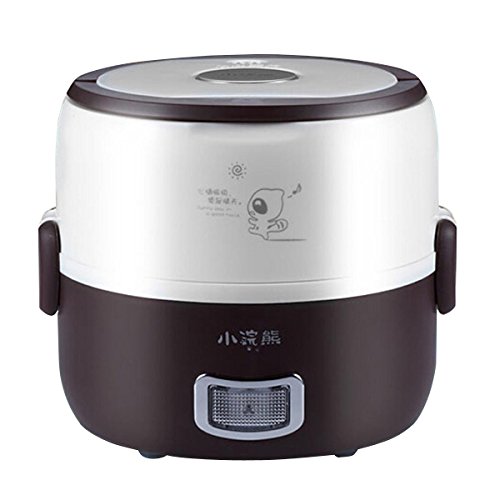 YESURPRISE 1.3L Boîte alimentaire isotherme Marron 016 Mini Cuiseur à riz Portable Multifonction Cuiseur à ?ufs Acier inoxydable