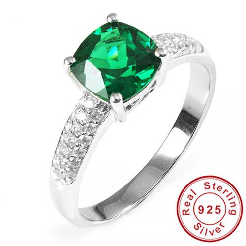 bague de fiançailles de mariage solide 925 Sterling argent massif carré coupé étonnantes 2015 tout nouveau pour les femmes