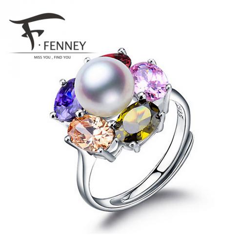 Anneaux de nacre 100% naturelle, Parfait ronde naturelle perles d'eau douce 925 bague en argent, Anneaux pour les femmes livraison gratuite