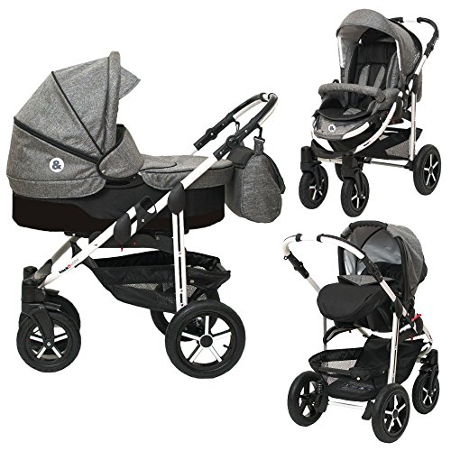 Poussette Combinée Trio 3 en 1 B&W Gris / Noir - Landau, poussette promenade, siège auto Groupe 0/0+ - Livrée avec ses accessoires. Poussette Combinée Trio 3 en 1 B&W Gris / Noir - Landau, poussette promenade, siège auto Groupe 0/0+ - Livrée avec ses accessoires.