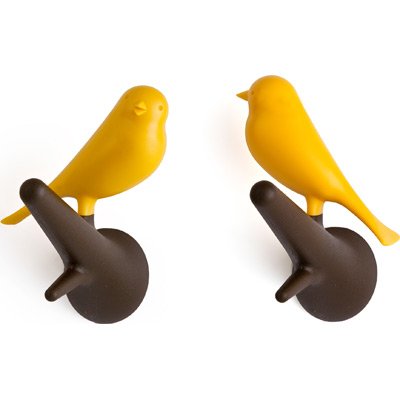Qualy - Patère - Set de 2 patères Moineaux - jaune Qualy - Patère - Set de 2 patères Moineaux - jaune