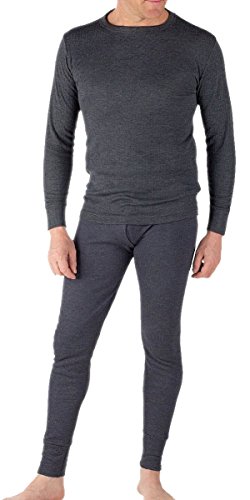 Sous-vêtements thermiques pour homme sous-pull t-shirt manches longues et caleçon long gris Gris L (102-107 cm)