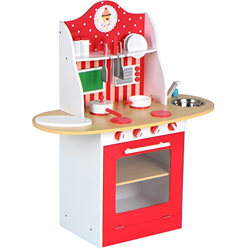 Cuisine pour enfant - set de 12 accessoires - en MDF plaqué et vernis - l/H/P : 80/90/35 cm Cuisine pour enfant - set de 12 accessoires - en MDF plaqué et vernis - l/H/P : 80/90/35 cm