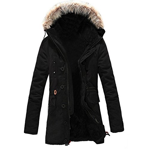 SODIAL(R) Hommes Nouveau Hiver Polaire Chaude Parka Dreadnought Trench Veste Duffel-coat MFb13 Noir M