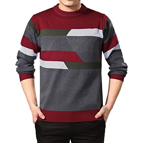 Amurleopard Pull over homme col cheminee epais chaud Rouge M