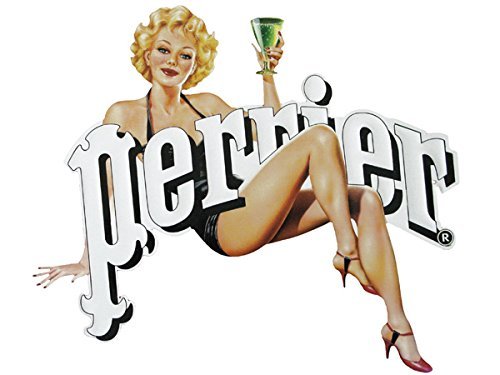 PLAQUE METAL 30X33 cm PUB RETRO PIN UP PERRIER EAU GAZEUZE NATURELLE PLAQUE METAL 30X33 cm PUB RETRO PIN UP PERRIER EAU GAZEUZE NATURELLE