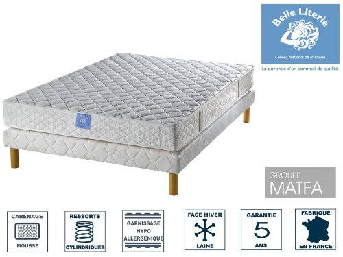 Belle Literie - Ensemble Matelas Rubis + Sommier Tapissier - Blanc - 140 X 190 Cm Belle Literie - Ensemble Matelas Rubis + Sommier Tapissier - Blanc - 140 X 190 Cm