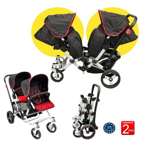 Poussette double pour jumeaux / jumelles avec 2 assises - PD11 Poussette double pour jumeaux / jumelles avec 2 assises - PD11