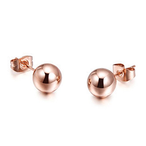 FindOut 14k rose billes d'acier de titane plaqué or boucles d'oreilles de 6mm (f1494)