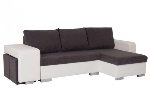 Canapé d'angle convertible 4 places DETROIT coloris blanc/gris Canapé d'angle convertible 4 places DETROIT coloris blanc/gris