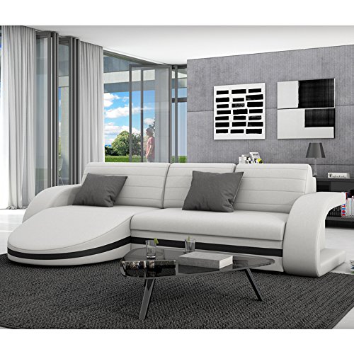 Innocent canapé d'angle convertible avec coffres en cuir synthétique blanc avec biseau guiani phoenix Innocent canapé d'angle convertible avec coffres en cuir synthétique blanc avec biseau guiani phoenix