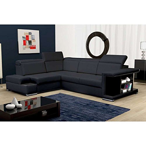 JUSThome ROSSO Canapé d'angle en cuir écologique Noir L x P 285 / 220 cm JUSThome ROSSO Canapé d'angle en cuir écologique Noir L x P 285 / 220 cm