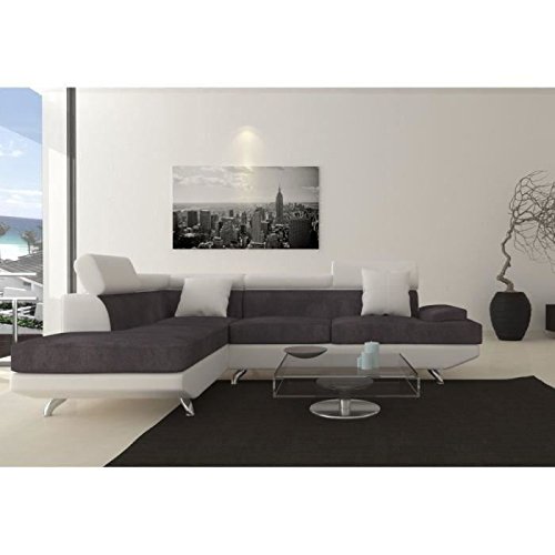 Canapé XL angle gauche blanc PU gris MF Scoop