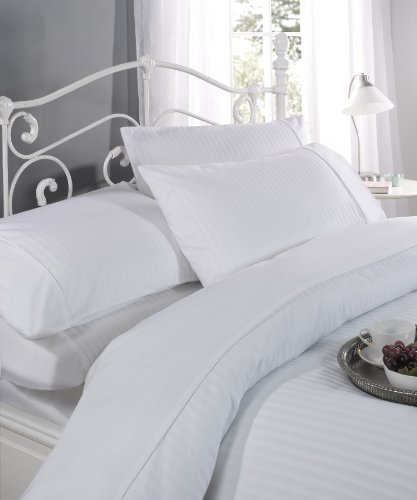 Dorchester Ritz Parure de lit avec housse de couette et 2 taies d'oreiller 100 % satin de coton 300 fils Blanc Super king-size