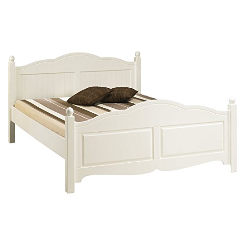 Beaux Meubles Pas Chers - Lit Blanc 2 Places 160 X 200 De Style Anglais