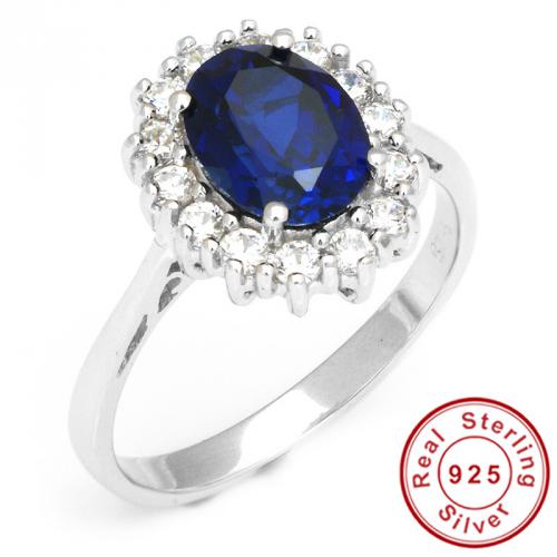 Kate princesse Diana William 2.5ct Blue Sapphire bague de fiançailles de mariage pour les femmes aiment dame fixé 925 argent fin bijoux