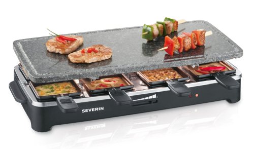 Severin - 2343 - Raclette - 1500 W - 8 poêlons - pierre de cuisson - noir