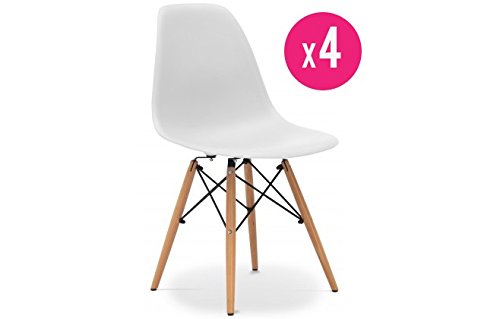 Lot De 4 Chaises inspirée du modèle Eiffel par Charles Eames - DSW Blanches Lot De 4 Chaises inspirée du modèle Eiffel par Charles Eames - DSW Blanches