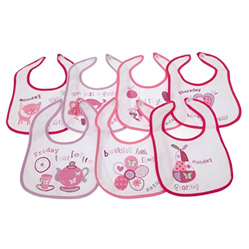 Bavoirs imprimés 7 jours de la semaine pour bébé - options fille ou garçon (lot de 7) (0-6 mois) (Rose) Bavoirs imprimés 7 jours de la semaine pour bébé - options fille ou garçon (lot de 7) (0-6 mois) (Rose)