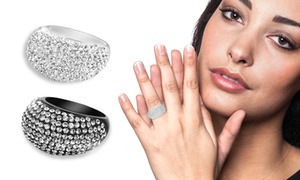 Bague bombée Gleeven plaqué argent ornée de cristaux SWAROVSKI Bague bombée Gleeven plaqué argent ornée de cristaux SWAROVSKI