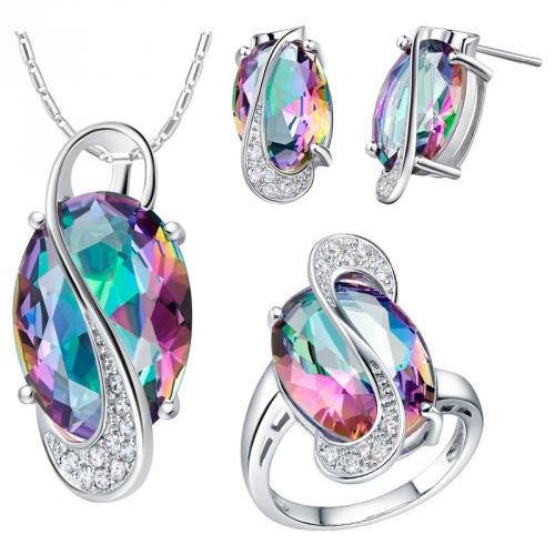 ensembles de bijoux pour les mariées de 925 argent Sterling boucles d'oreilles anneau collier de mariée ensembles de bijoux pour les mariées de 925 argent Sterling boucles d'oreilles anneau collier de mariée