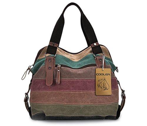 COOLER Sac bandoulière femme en toile multicolore et multifonction sac à main femme sac d'épaule solide fermeture éclair COOLER Sac bandoulière femme en toile multicolore et multifonction sac à main femme sac d'épaule solide fermeture éclair