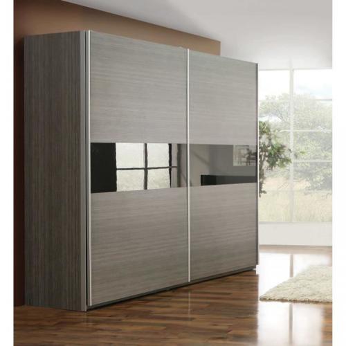 CELLINI Armoire chêne et noir brillant 228cm CELLINI Armoire chêne et noir brillant 228cm