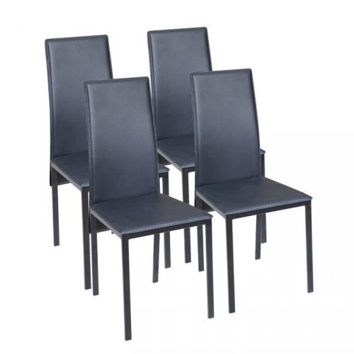 ELISA Lot de 4 Chaises de salle à manger Noires