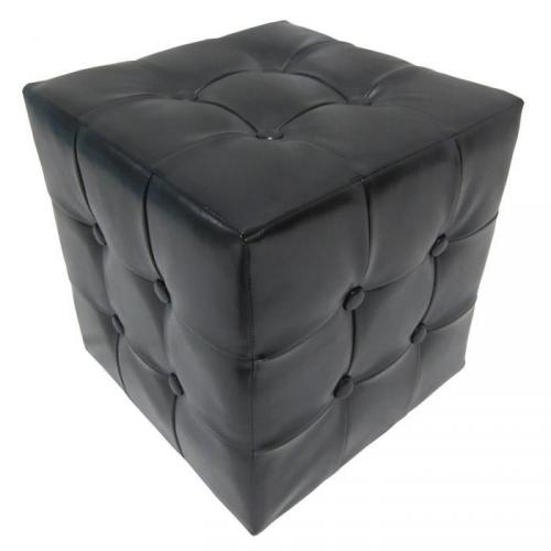 Pouf CHESTER simili noir 32x33 cm Pouf CHESTER simili noir 32x33 cm