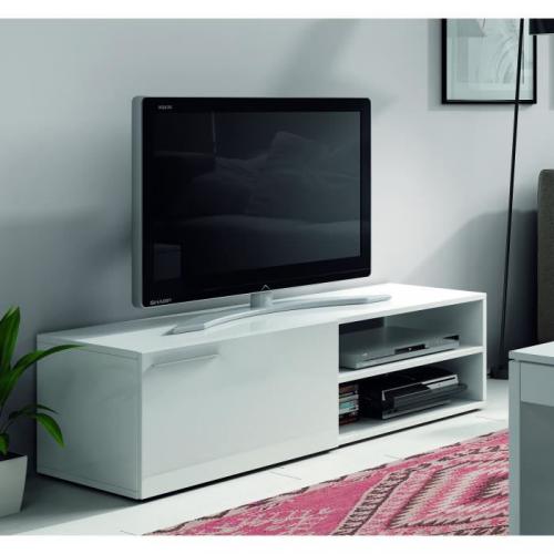 KIKUA Meuble TV 130 cm blanc brillant KIKUA Meuble TV 130 cm blanc brillant