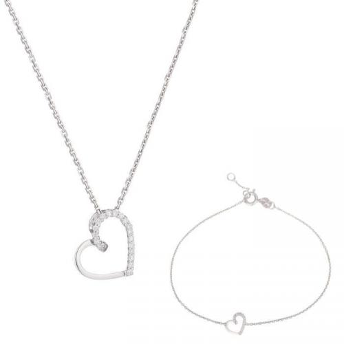 LE DIAMANTAIRE Parure Collier et Bracelet Or Blanc 375° et Diamants Femme LE DIAMANTAIRE Parure Collier et Bracelet Or Blanc 375° et Diamants Femme