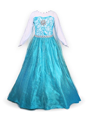 Petites Filles Princesse Elsa Manches Longues Robe Costume (4-5 ans, bleu) Petites Filles Princesse Elsa Manches Longues Robe Costume (4-5 ans, bleu)