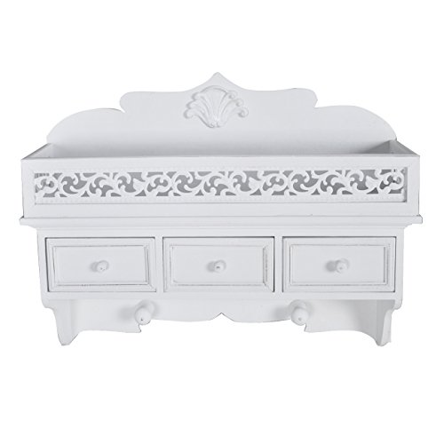 Étagère murale en bois avec 3 tiroirs blanche portemanteau armoire