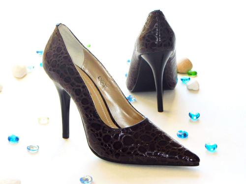 Escarpins Vernis Croco, A Bout Pointu Escarpins Vernis Croco, A Bout Pointu