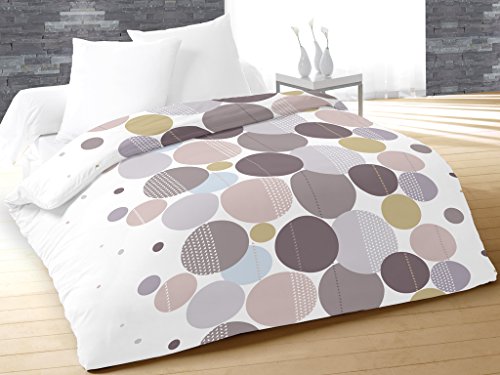 Soleil d'Ocre 334494 Balinea Couette Imprimé Polyester Ecru/Taupe 240 x 220 cm