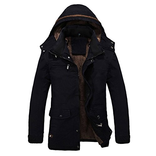 SODIAL(R) Hommes Chaud Vestes Parka Manteaux Fourrure Bordee Hiver Epaissir Long Manteau Capuche Noir M SODIAL(R) Hommes Chaud Vestes Parka Manteaux Fourrure Bordee Hiver Epaissir Long Manteau Capuche Noir M