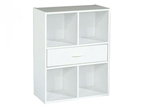 Bibliothèque modulable 4 cases, 1 tiroirs MODULO coloris blanc Bibliothèque modulable 4 cases, 1 tiroirs MODULO coloris blanc