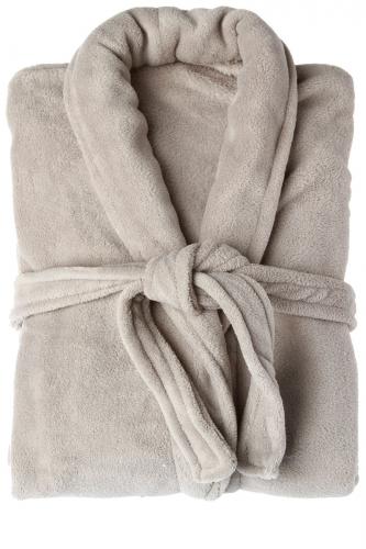 Peignoir gris microfibre col châle