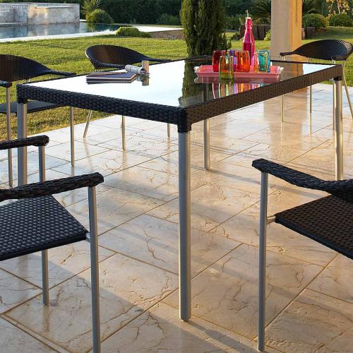 Table de jardin rectangulaire noire ZURICH 4 places - L 150 x P 96 x H 74 cm Table de jardin rectangulaire noire ZURICH 4 places - L 150 x P 96 x H 74 cm