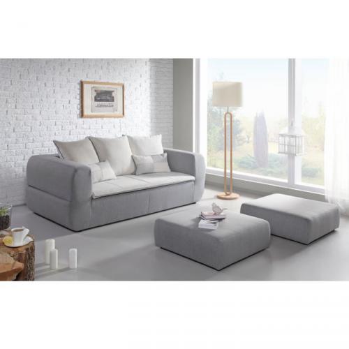 Canapé convertible 3 places tissu beige - VALENTIN Canapé convertible 3 places tissu beige - VALENTIN