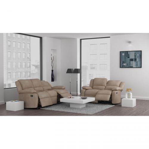 RELAX Ensemble de canapés relaxation 3 2 places - 190x93x96 cm 144x93x96 cm - Tissu - Beige foncé RELAX Ensemble de canapés relaxation 3 2 places - 190x93x96 cm 144x93x96 cm - Tissu - Beige foncé
