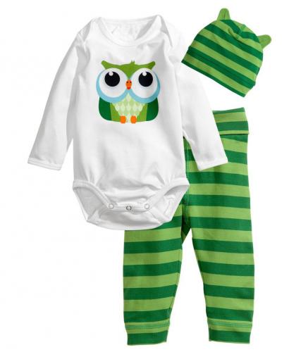Owl bébé grenouillère manches longues en coton barboteuse chapeau pantalons 3 pcs Owl bébé grenouillère manches longues en coton barboteuse chapeau pantalons 3 pcs