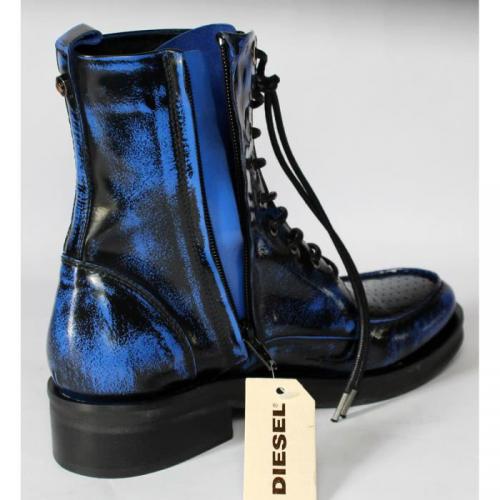 DIESEL CHAUSSURES DE LUXE BOTTINES CUIR BLEU FEMME DIESEL 39 NEUVES
