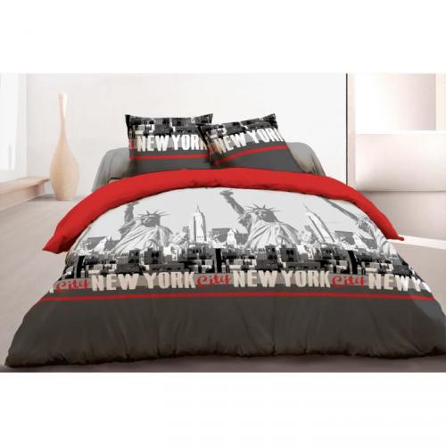 VISION Housse de Couette NEW YORK rouge 140x200cm VISION Housse de Couette NEW YORK rouge 140x200cm