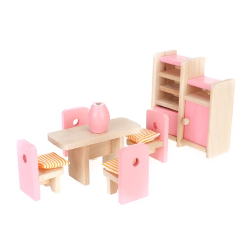 Ensemble de Meubles de Salle à Manger Miniature en Bois pour Maison de Poupée Ensemble de Meubles de Salle à Manger Miniature en Bois pour Maison de Poupée