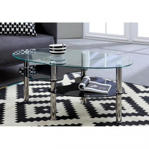 SILVA Table basse en verre 90cm - Noir SILVA Table basse en verre 90cm - Noir